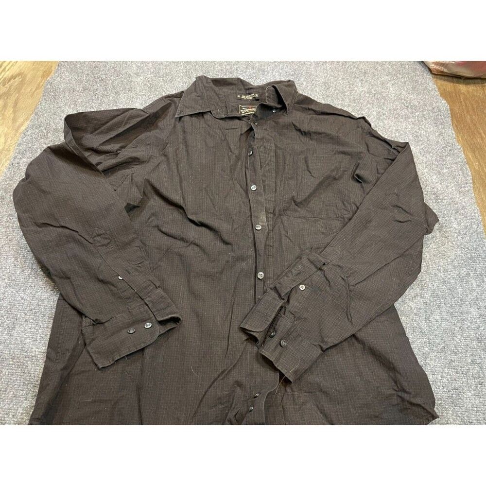 The Arrow Company Button Down Shirt Mens XL Black Long Sleeve Dress Shirt